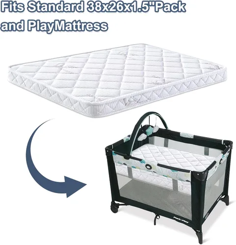 Miniatura 5 de Colchón Pack and Play - 38" x 26" - Colchón de Patio de Juegos de Tela de Punto Premium con Refuerzo de Seguridad - Se Adapta a Graco & Baby Trend &