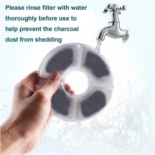 Miniatura 6 de Filtros de fuente de agua para gatos, paquete de 6 unidades, 50% más de carbón activado, filtros de repuesto para fuente de flores de gato, aptos