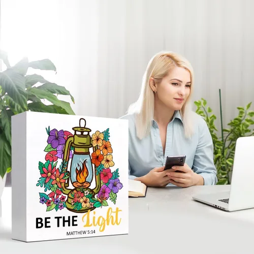 Miniatura 7 de Mattew - Letreros de madera con texto en inglés "Be the Light