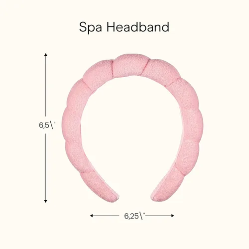 Miniatura 6 de Conair Diadema de spa para maquillaje y lavado facial, diseño de burbujas rosas, 1 unidad, diadema ultraabsorbente de microfibra para lavarse