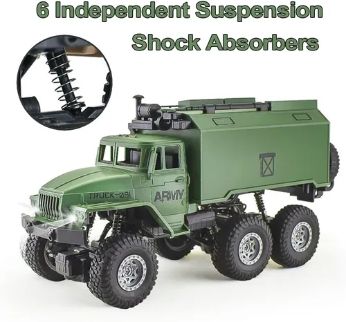 Miniatura 3 de KNACKTOYZ Camión militar RC para niños 4-7, 1:16 control remoto 4WD Off-Road Crawler, juguetes de autos del ejército con 2 baterías recargables