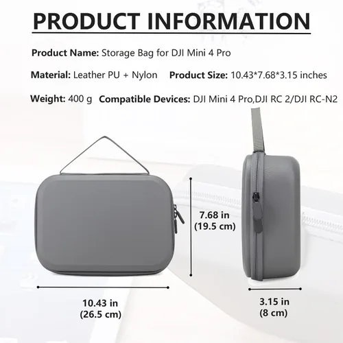 Miniatura 6 de Bolsa de Almacenamiento para Mini 4 - Estuche para Drone Mini 4 Pro Carcasa Rígida Estuche de Viaje Compatible con Mini 4 Pro, DJI RC 2/DJI RC-N2