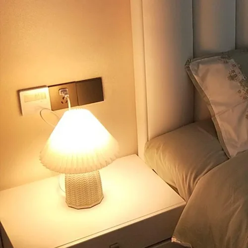 Miniatura 6 de Lámpara de escritorio china retro plisada luz de escritorio decoración de sala de estar, lámpara de mesita de noche, utilizada para sala de estudio
