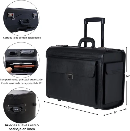 Miniatura 2 de Maletín con ruedas Alpine Swiss para ordenador portátil de 17 pulgadas, portafolio para abogado de tamaño legal, Negro talla única