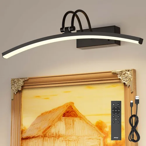 PAIHOME Luces para fotos en la pared, luz magnética recargable con sensor de movimiento inteligente, control remoto regulable y temporizador,