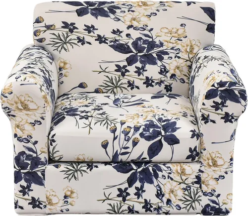 Miniatura 77 de KRFOONN - Fundas elásticas de 4 piezas para sillón y sofá, funda con estampado y 3 fundas independientes para cojines de asiento, lavables, Color01