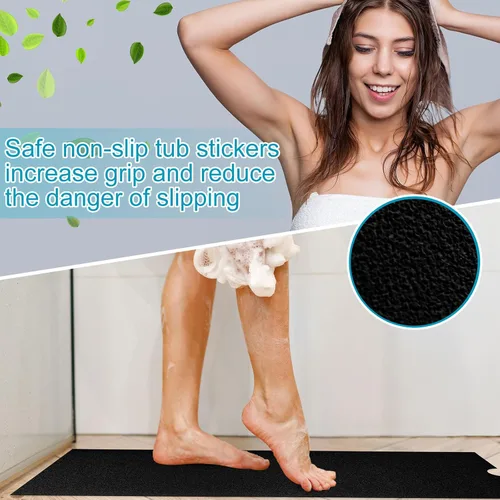 Miniatura 4 de Dunzoom Alfombrilla antideslizante para bañera de 16 x 40 pulgadas con corte de drenaje, antideslizante, antideslizante, segura, alfombrilla