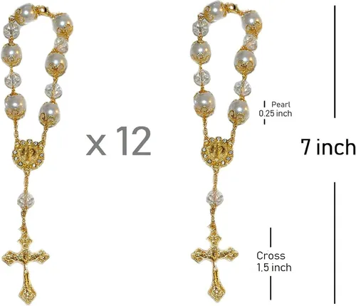 Miniatura 2 de MTT Pulsera de rosario con cruz para la primera comunión, recuerdos de fiesta de bautismo, recuerdos de boda, recuerdos de quinceañera, recuerdo