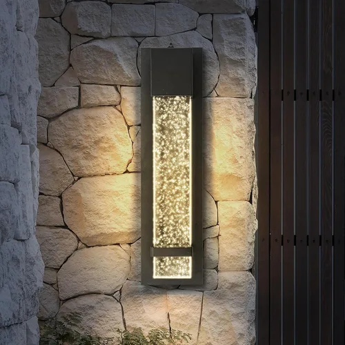 Miniatura 26 de ASD Lámpara de pared LED de vidrio burbuja de 24 pulgadas, aplique texturizado para exteriores e interiores 3CCT, impermeable, regulable, Negro