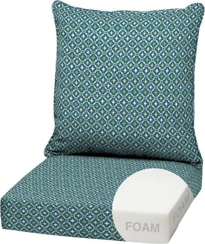 Arden - Juego de cojines de espuma para asientos profundos para exteriores, 22 x 24 pulgadas, resistentes a la intemperie, a prueba de lluvia y a la