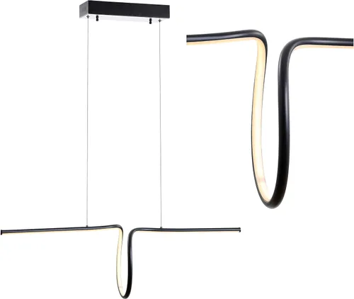 Miniatura 7 de JONATHAN Y Lámpara colgante lineal LED moderna integrada negra de 34.5 pulgadas, accesorio colgante de metal regulable para isla de cocina, comedor