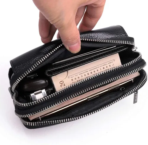 Miniatura 6 de Leather Waist Pack Belt Holster for Men Women Clip Holder Outdoor Travel Cover Pouch Purse Fanny Bag Cell Phone Case