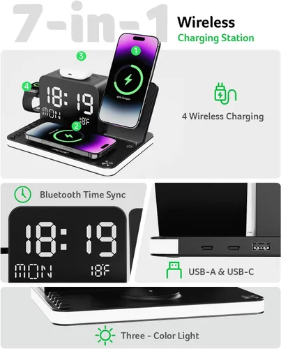 Miniatura 2 de Acer Estación de carga inalámbrica 7 en 1: Soporte de carga para múltiples dispositivos para Apple - iPhone 16 15 14 13 12 Pro Max Apple Watch