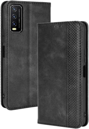 Miniatura 2 de Funda para Vivo Y20 2020, funda para Vivo Y20 2020 V2029 / Y20i V2027 Funda de piel sintética con tapa negra