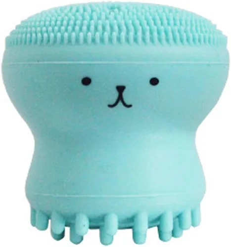 Cute Little Octopus - Cepillo de limpieza facial de silicona para limpieza profunda, exfoliación, removedor de maquillaje, masaje (1 unidad, verde)