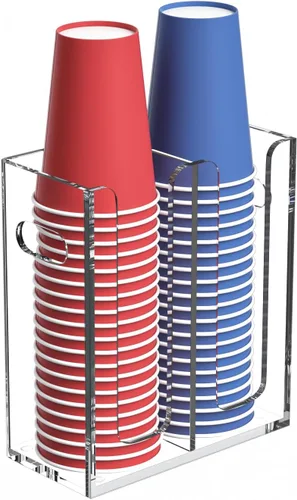 Miniatura 14 de Dispensador de Vasos de Café Desechables con Asas, Montaje en Encimera o Pared, Soporte para Vasos de Bebidas Calientes/Frías y Tapas - Organizador
