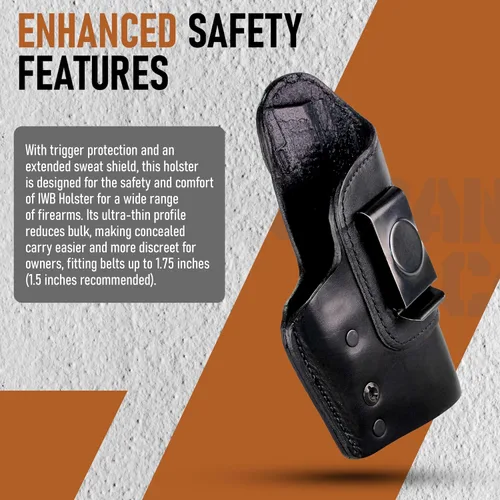 Miniatura 7 de Urban Carry LockLeather IWB Funda - Diseño híbrido seguro y cómodo de cuero/polímero para una ocultación óptima Opciones para mano izquierda