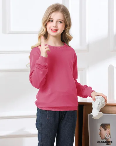 Miniatura 2 de Bingerlily Sudadera casual de manga larga para niñas, cuello redondo, lindo suéter de ajuste relajado