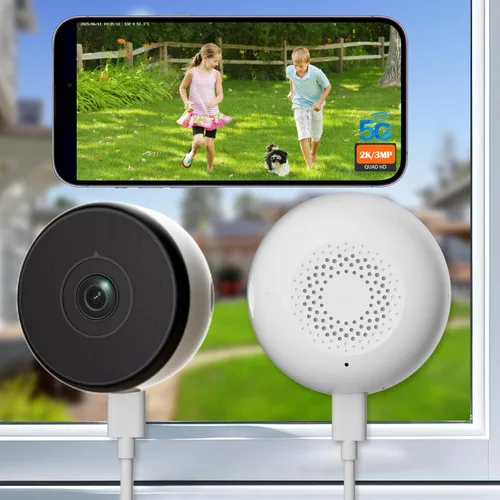 Miniatura 9 de Cámara de ventana 2K, cámara domo WiFi 5G y 2.4GHz para interiores para seguridad en el hogar con visión nocturna a todo color, detección humana