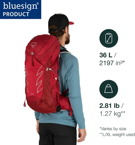 Miniatura 2 de Osprey Talon 36L - Mochila de senderismo para hombre con cinturón para la cadera, cinturón verde/negro, S/M