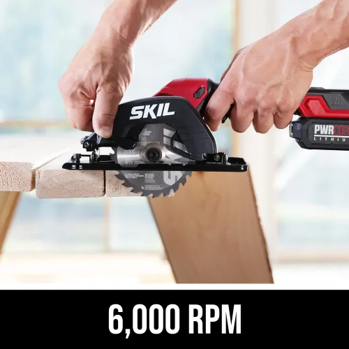 Miniatura 3 de Kit de sierra circular compacta y ligera de una mano SKIL PWRCORE 20 sin escobillas de 20 V, de 4-1/2 pulgadas, con hasta 6,000 RPM, incluye batería