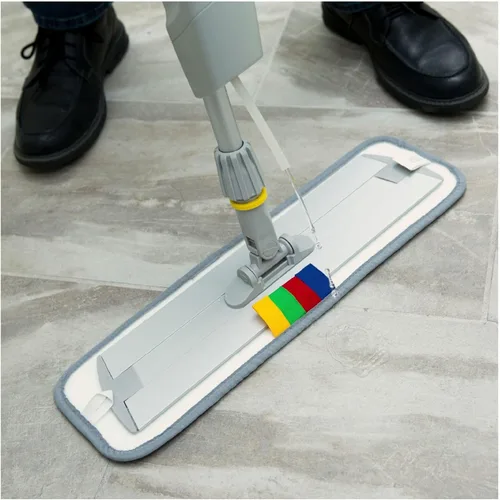 Miniatura 5 de Boardwalk Sistema de trapeador de microfibra sin cubos, cabezal de microfibra azul de 5 x 18, mango de aluminio/polipropileno gris de 59 pulgadas