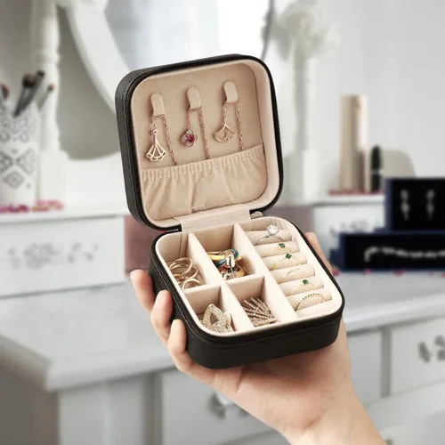 Miniatura 2 de Joyero de viaje, mini cajas de viaje portátiles para joyas, pequeño organizador de joyas para anillos, aretes, colgantes, relojes, collares, lápices