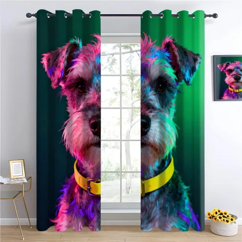 Miniatura 10 de Cyber Ring Curtains, Thermal Insulated Darkening Drapes For Sci-Fi Home Decor, Futuristic Neon Circle Digital Grid Scene Grommet Window Treatments