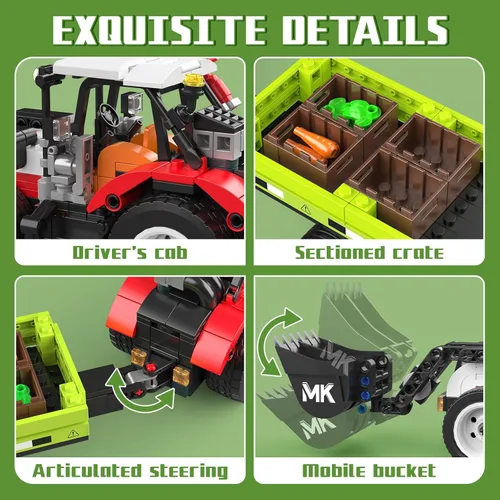 Miniatura 4 de Mould King 24093 Farm Wheel Loader - Juego de construcción de 504 piezas de mini World City Series para niños a partir de 8 años