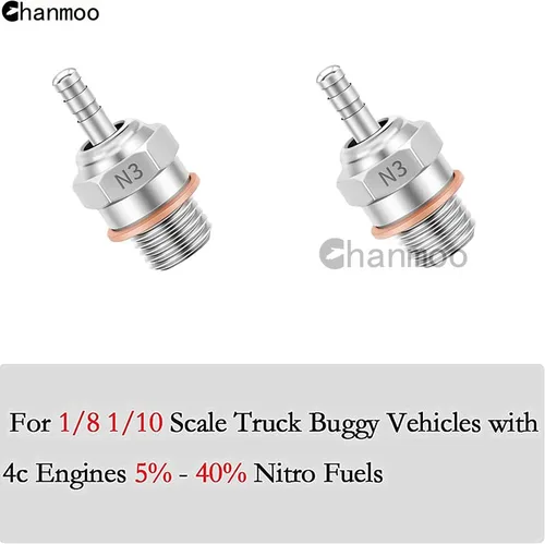 Miniatura 3 de 2 piezas 70117H Hot Glow Plugs No.3 N3 N4#3 #4 Spark Nitro Engine Parts Reemplazan OS para Traxxas Losi HPI Redcat HSP Himoto RC Car Truck Buggy (N3)