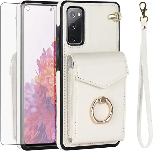 Miniatura 7 de Asuwish Funda de teléfono para Samsung Galaxy S20 FE 5G de 6.5 pulgadas con protector de pantalla de vidrio templado y anillo RFID tarjetero celular