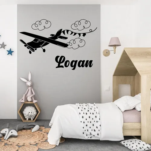 Miniatura 9 de Calcomanía de pared personalizada de cordero dormido en la luna para niños, cielo nocturno con dibujo de ovejas, calcomanías con nombre de pared