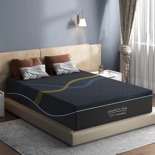 Miniatura 17 de Colchón de espuma viscoelástica de tamaño matrimonial, colchón de 10 pulgadas con té verde para aliviar la presión, cama firme media en una caja