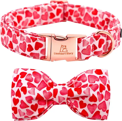 Miniatura 30 de Lionheart glory Collar de lazo para perro para el día de San Valentín, collar de perro para perros grandes, collares de perro con corazones con A