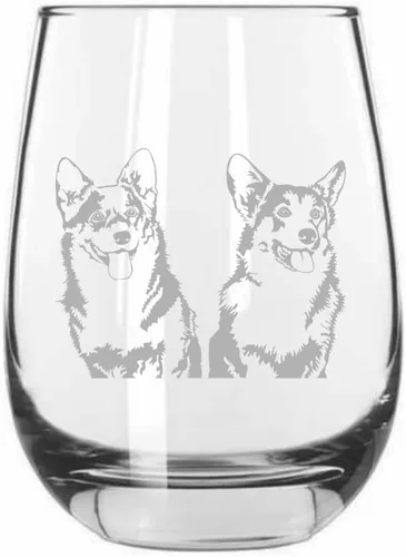 Miniatura 303 de Sakhalin Husky Dog - Copa de vino grabada personalizada de 15.25 onzas sin tallo