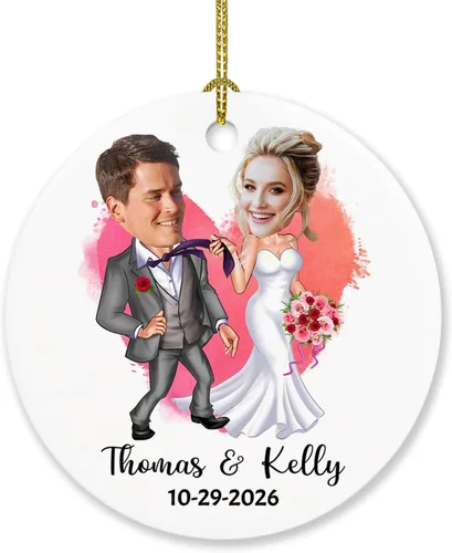 Miniatura 17 de Foto personalizada, adorno de matrimonio de nuestra primera Navidad 2023, regalo para novio, novia, señor y señora, foto y calendario, adorno