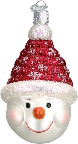 Old World Christmas Muñeco de nieve brillante de caramelo en espiral, ornamento de vidrio soplado para árbol de Navidad, decoración festiva