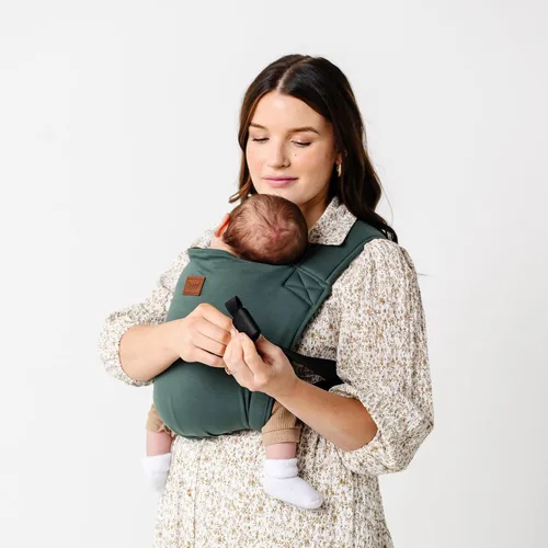 Miniatura 5 de Happy! Haven Portabebés – Mezcla de algodón orgánico, 7-35 libras, recién nacido a niño – Portabebés elástico ergonómico con espalda cruzada suave