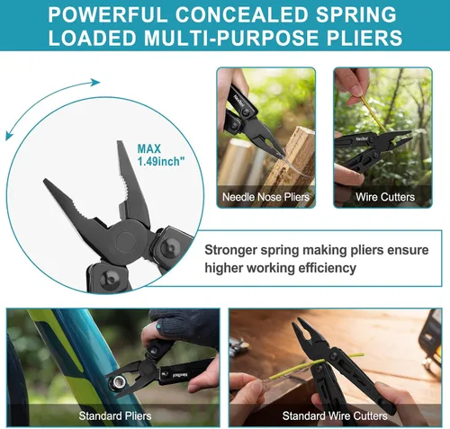 Miniatura 3 de NexTool Llave multiherramienta ajustable, multiherramienta 9 en 1 con alicates multiherramienta, llave ajustable, cuchillo de bolsillo