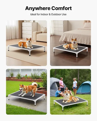 Miniatura 6 de VEVOR Cama elevada a prueba de mordidas para perros, cama portátil elevada con marco de tubo metálico de aluminio y malla transpirable de Textilene