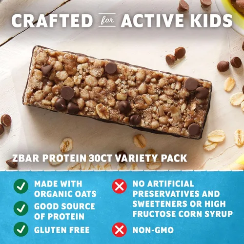 Miniatura 5 de Clif Kid Zbar Protein Barras de granola, orgánicas, sin OMG, aperitivo para lonchera, variado, barras de 1.27 onzas, 30