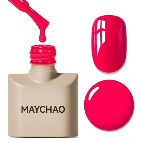 Miniatura 11 de MAYCHAO Esmalte de uñas de gel rosa intenso de 0.5 onzas líquidas, 1 unidad de esmalte de gel rosa brillante, esmalte de uñas que se absorbe con luz