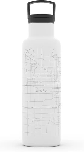 Miniatura 72 de Well Told Botella de agua aislada con mapa de Washington DC grabado, botella de acero inoxidable grabada (21 onzas, blanco) botella aislada de mapa