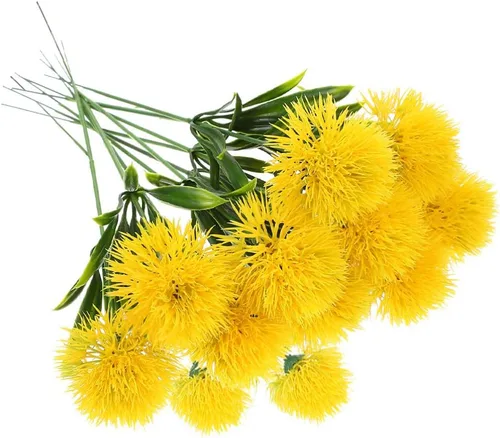 UPKOCH 30 piezas de flores artificiales de diente de león amarillo, arreglos florales realistas de plástico para decoración del hogar, decoración de