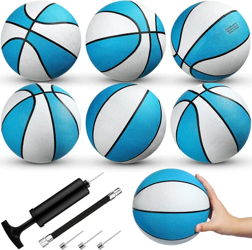 Honoson Paquete de 6 unidades de baloncesto para piscina acuática, de goma, impermeables, para fiestas de verano en el lago (azul claro con borde