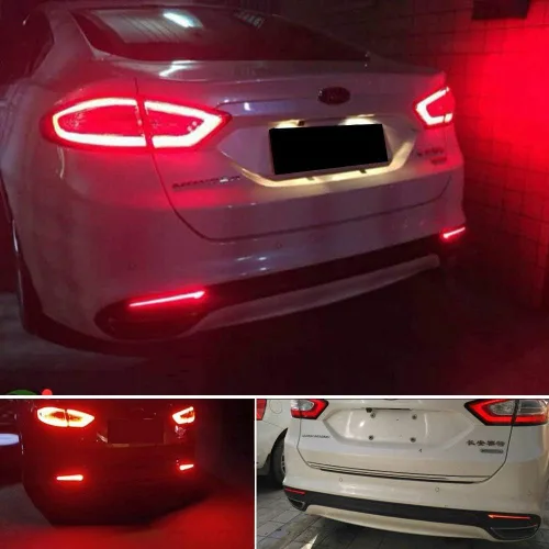 Miniatura 6 de Lente ahumada LED parachoques trasero reflector señal de giro luces traseras lámparas para 2013 2014 2015 2016 2017 2018 Ford Fusion Mondeo