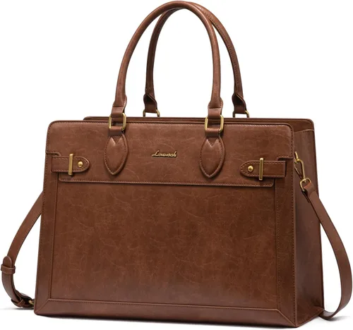 Miniatura 17 de LOVEVOOK Bolsa para laptop para mujeres, Bolsa tote grande de cuero PU de 15.6 pulgadas, Bolsa de trabajo profesional para maestras, Maletín