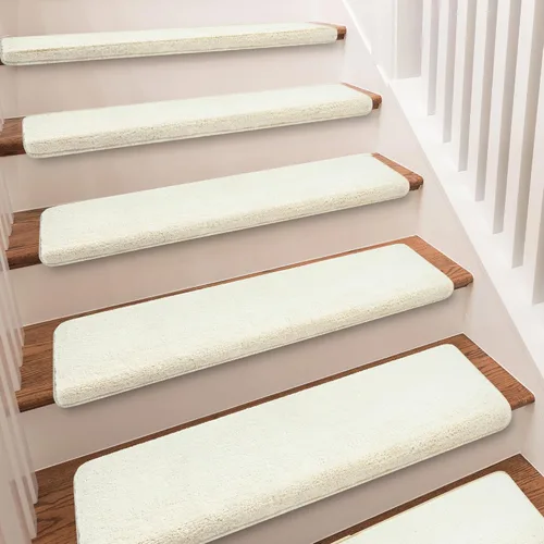 Miniatura 16 de PURE ERA Protectores de escalera para interiores, ultra felpa, suaves, para interiores, aptos para mascotas, cinta antideslizante, sin lavable