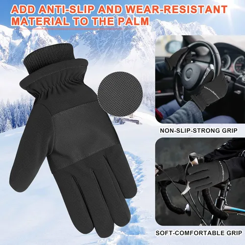 Miniatura 5 de ihuan Guantes de invierno impermeables a prueba de viento para hombre y mujer, guantes cálidos para clima frío, dedos con pantalla táctil