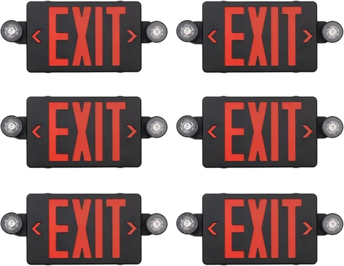 Miniatura 20 de TANLUX Señal de Salida Roja con Luces de Emergencia, Luz LED de Salida de Emergencia con Batería de Respaldo, Listado UL, AC 120/277V, Combo